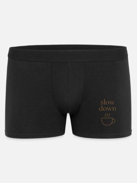 Slow Down | Minimalistischer Kaffee-Moment - Männer Boxer Shorts - Schwarz