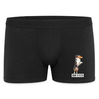 Australian Shepherd  mit Frisbee - Born to Fetch - Männer Boxer Shorts - Schwarz - Vorne