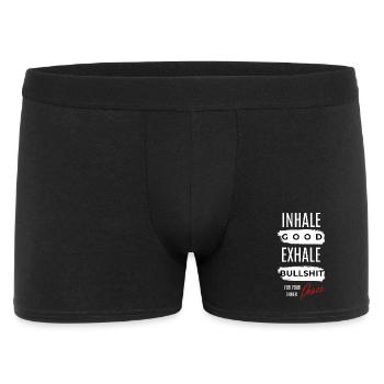 Inhale Good Exhale Bullshit Spruch - Männer Boxer Shorts - Schwarz - Vorne
