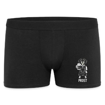 Dackel Prost Bier Bayern Tracht Hund lustig  - Männer Boxer Shorts - Schwarz - Vorne