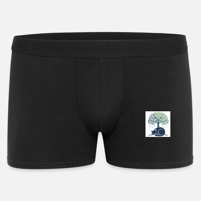 Sleeper cat under tree swirl - Men's Boxer Shorts - black