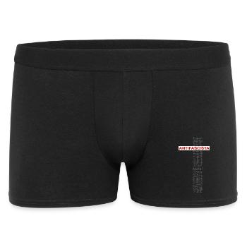Alert! Antifascista! - Wortkunst rot/grau - Männer Boxer Shorts - Schwarz - Vorne