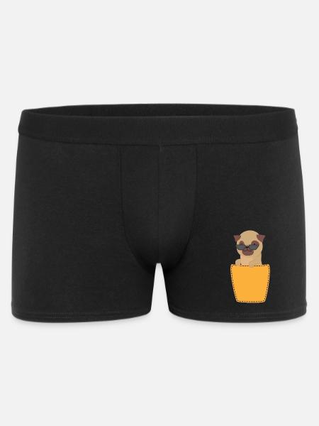 Pug with sunglasses in breast pocket - Men's Boxer Shorts - black