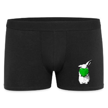 Bunny with green heart balloon - Men's Boxer Shorts - black - Front