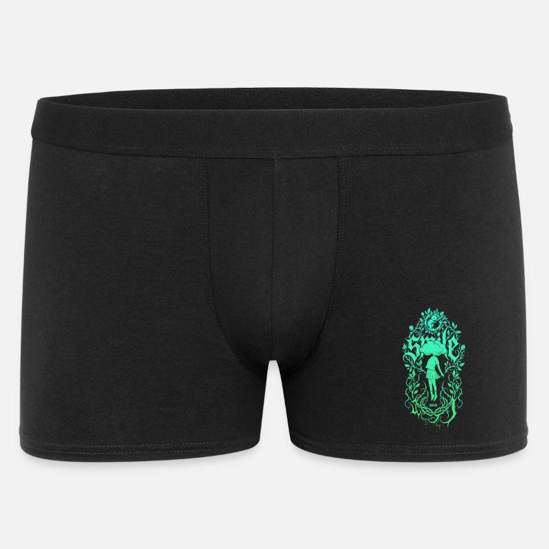 Mädchen-Silhouette im Blätterrahmen - Männer Boxer Shorts - Schwarz
