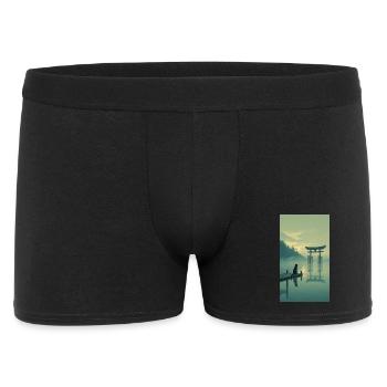 Black Cat on the Torii – Asian Zen Design - Boxer Homme - noir - Devant