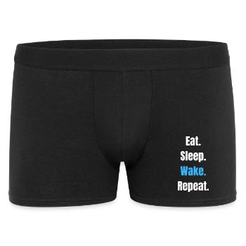Eat Sleep Wake Repeat – Bold Typographic Motto - Men's Boxer Shorts - black - Front