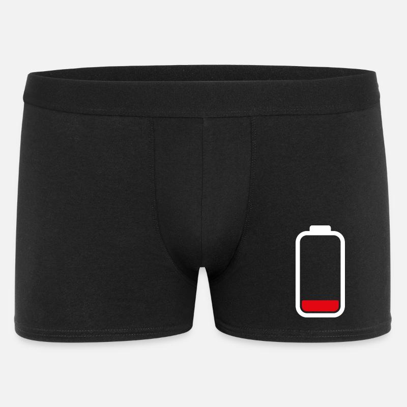 LOW BATTERY - White - Männer Boxer Shorts - Schwarz