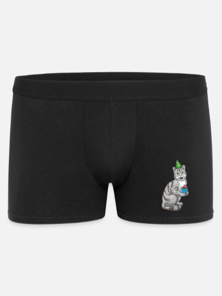 Katze Geburtstag Cupcake - Männer Boxer Shorts - Schwarz
