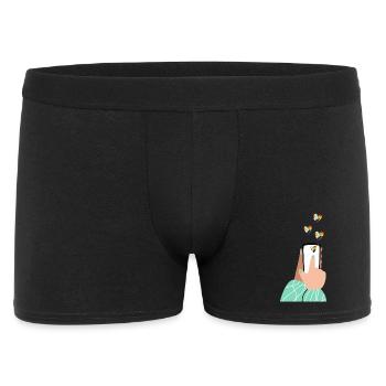 Pride Herzen am Smartphone - Männer Boxer Shorts - Schwarz - Vorne