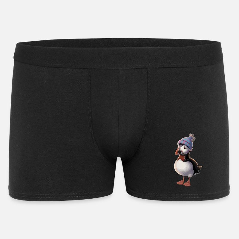 Beautiful puffin with cap - Men's Boxer Shorts - black