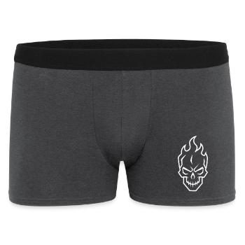 Flaming Skull Silhouette Gamer Icon - Men's Boxer Shorts - charcoal grey - Front