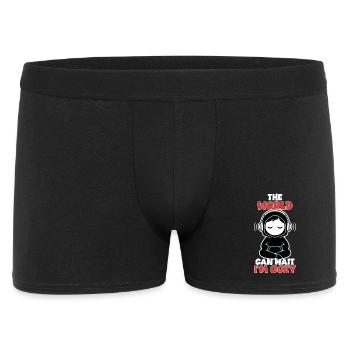 Cozy Zen Die Welt kann warten Kopfhörer - Männer Boxer Shorts - Schwarz - Vorne
