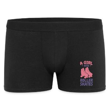 Ein Mädchen mit Rollschuhen - Männer Boxer Shorts - Schwarz - Vorne