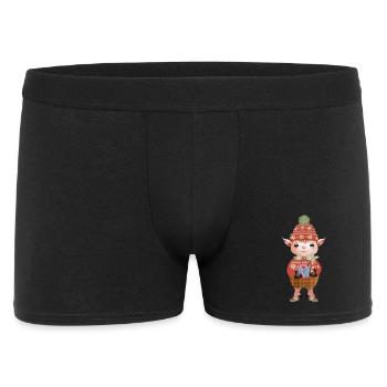Adorable Cute Christmas Elf with Gift - Men's Boxer Shorts - black - Front