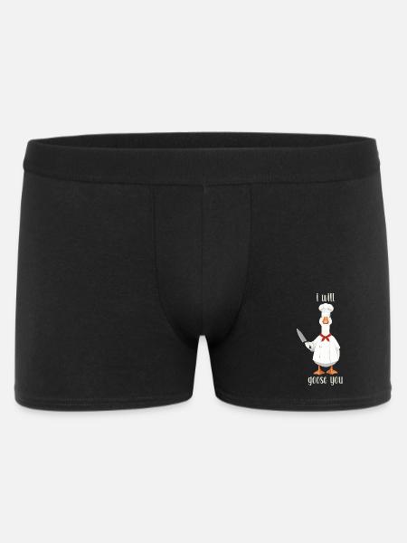 Lustiger Gänsekoch Spruch Print, I Will Goose You - Männer Boxer Shorts - Schwarz