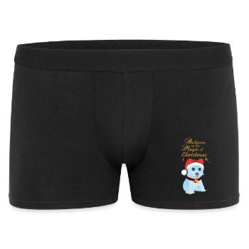 Believe in the Magic of Christmas mit Hund - Männer Boxer Shorts - Schwarz - Vorne