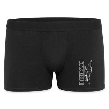 Dobermann Porträt mit vertikalem Schriftzug - Männer Boxer Shorts - Schwarz - Vorne