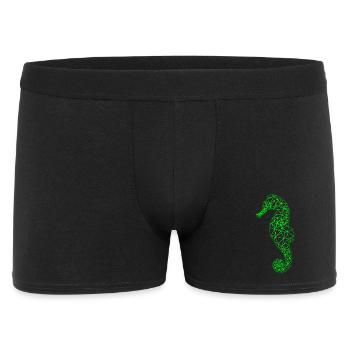 Grünes geometrisches Seepferdchen - Männer Boxer Shorts - Schwarz - Vorne