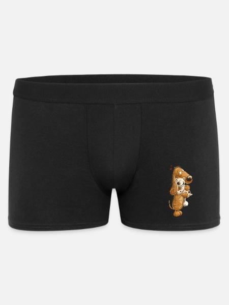Dackel Mit Hundespielzeug Teckel Kuscheltier - Männer Boxer Shorts - Schwarz
