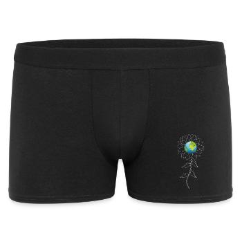 Planète Terre et fleur de tournesol blanche - Boxer Homme - noir - Devant