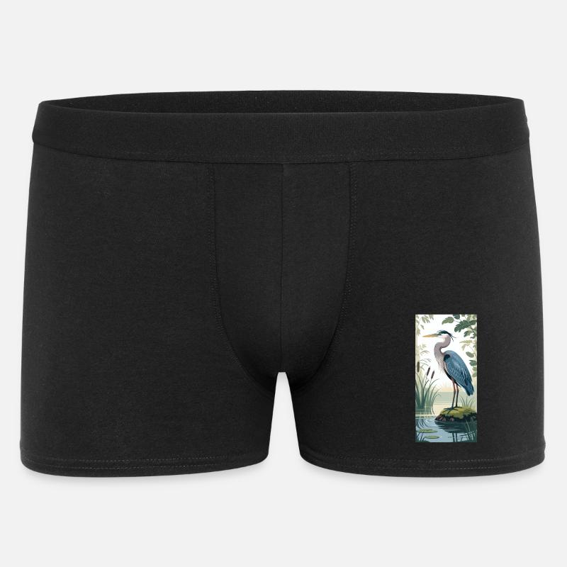 Junger Graureiher im Naturdesign - Männer Boxer Shorts - Schwarz