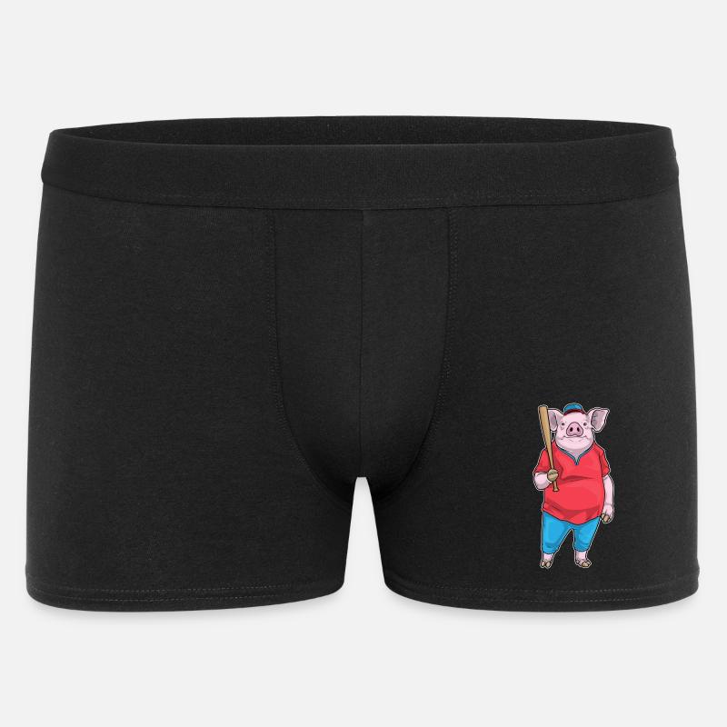 Schwein Baseball Baseballschläger - Männer Boxer Shorts - Schwarz