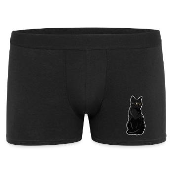 Black Cat Sitting Yellow Eyes Elegant Portrait - Men's Boxer Shorts - black - Front