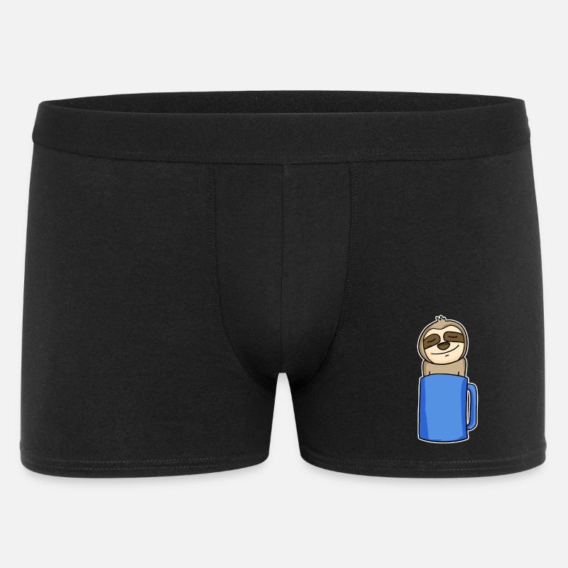 Faultier im Kaffeebecher - Männer Boxer Shorts - Schwarz