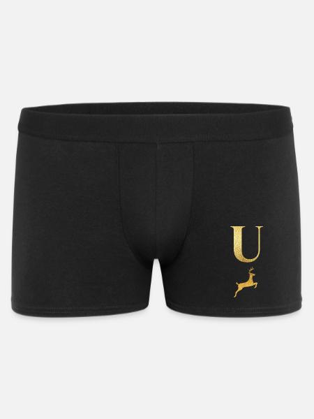 Letter u golden deer - gift idea - Men's Boxer Shorts - black