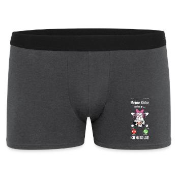 Meine Kühe Rufen An Ich Muss Los Bauer Bäuerin - Männer Boxer Shorts - Anthrazit - Vorne
