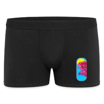 Strandturm Pop-Art Szene - Männer Boxer Shorts - Schwarz - Vorne
