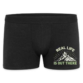 Real Life Is Out There - Männer Boxer Shorts - Schwarz - Vorne