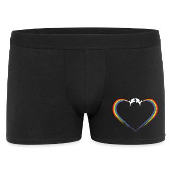Einhorn Paar Regenbogen Furz Herz - Männer Boxer Shorts - Schwarz - Vorne