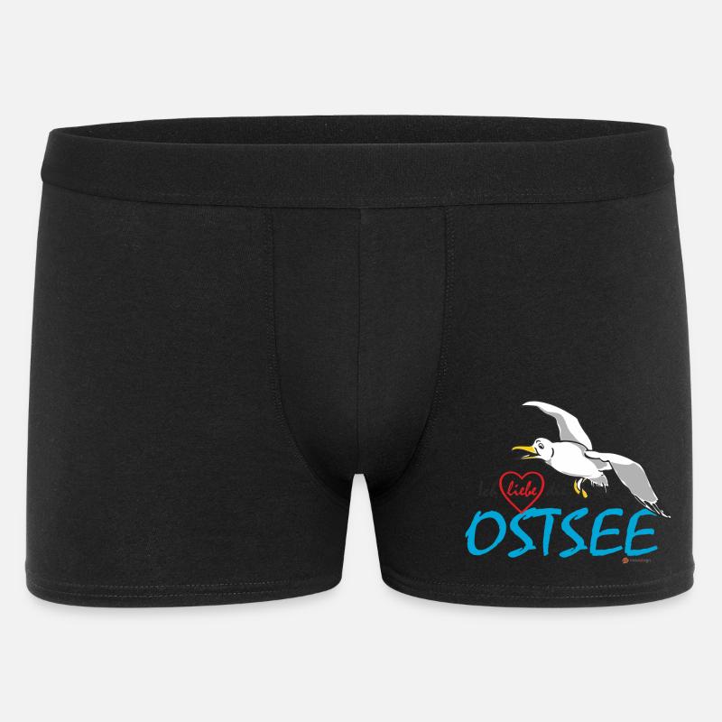 Möwe, Ich liebe die Ostsee - Männer Boxer Shorts - Schwarz