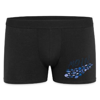 Moin mit Fischschwarm - Männer Boxer Shorts - Schwarz - Vorne