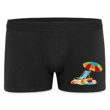 Chaise longue sur la plage - Détente en vacances - Boxer Homme - noir - Devant