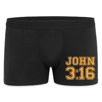 Jean 3:16 Typographie Varsity en gras - Boxer Homme - noir - Devant