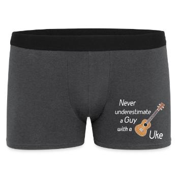 Never underestimate a guy with a Uke! white - Men's Boxer Shorts - charcoal grey - Front