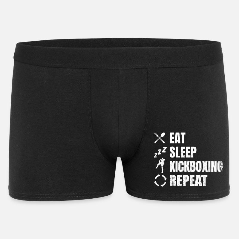 Eating, sleeping, kickboxing, repeating - Men's Boxer Shorts - black