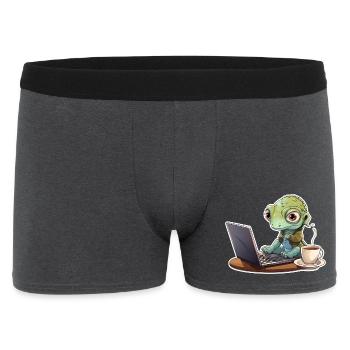 Gecko Home Office Coffee Laptop Chemise drôle - Boxer Homme - charbon - Devant