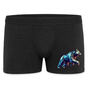 Geometrischer 3D-Origami-Bär - Männer Boxer Shorts - Schwarz - Vorne
