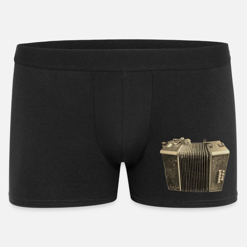 Retro Akkordeon - Sepia - Männer Boxer Shorts - Schwarz