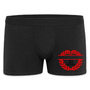Bannière de nom vingt et un ans, laurier du cœur - Boxer Homme - noir - Devant