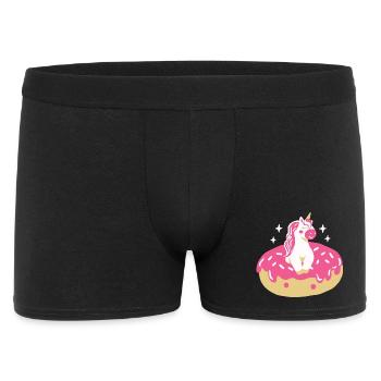 Donut und Einhorn - Männer Boxer Shorts - Schwarz - Vorne
