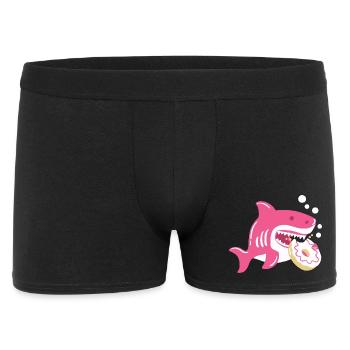 Donut und Hai - Männer Boxer Shorts - Schwarz - Vorne