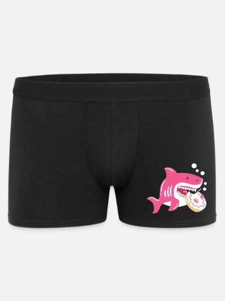 Donut und Hai - Männer Boxer Shorts - Schwarz