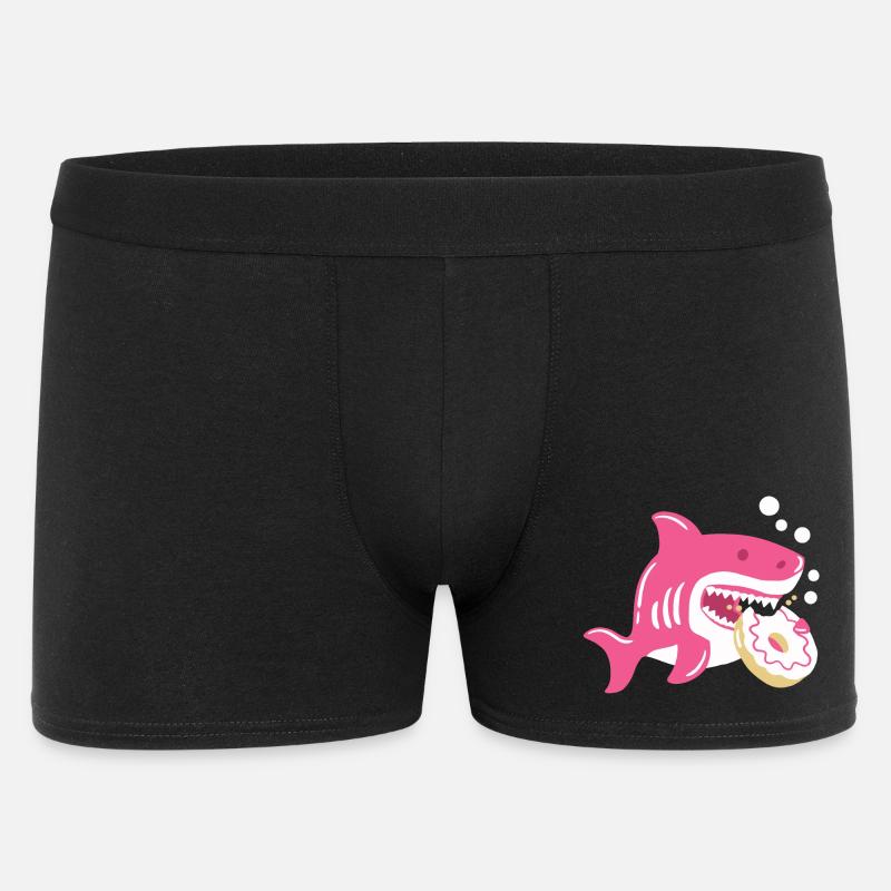 Donut und Hai - Männer Boxer Shorts - Schwarz