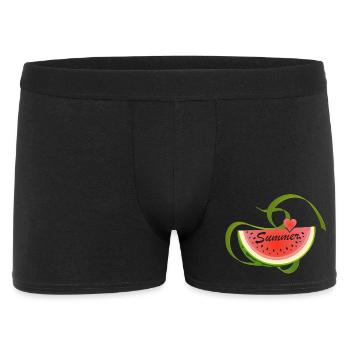 Morceau de pastèque avec police décorative -Été - Boxer Homme - noir - Devant
