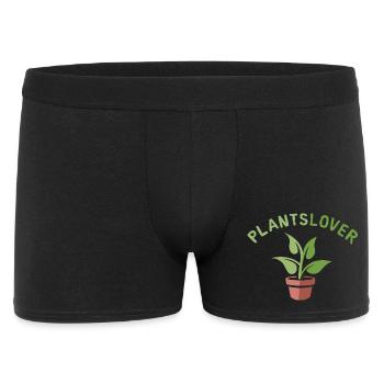 Pflanzenliebe mit Topfpflanze im Cartoon Stil - Männer Boxer Shorts - Schwarz - Vorne